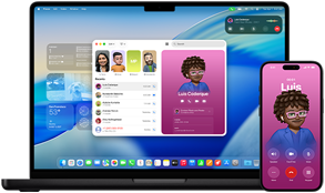 MacBook Pro 14 pouces et iPhone 16 — L’iPhone appelle un contact nommé Luis tandis que le MacBook Pro affiche le même appel dans l’app Téléphone