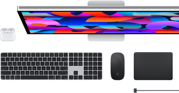 Accessoires Mac : AirPods, Studio Display, Magic Keyboard, Magic Mouse, Magic Trackpad, câble de charge MagSafe