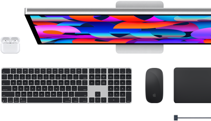 Accessoires Mac : AirPods, Studio Display, Magic Keyboard, Magic Mouse, Magic Trackpad, câble de charge MagSafe
