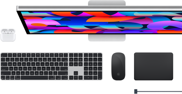 Accessoires Mac : AirPods, Studio Display, Magic Keyboard, Magic Mouse, Magic Trackpad, câble de charge MagSafe
