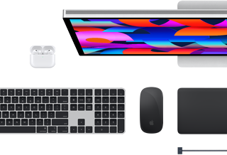 Accessoires Mac : AirPods, Studio Display, Magic Keyboard, Magic Mouse, Magic Trackpad, câble de charge MagSafe